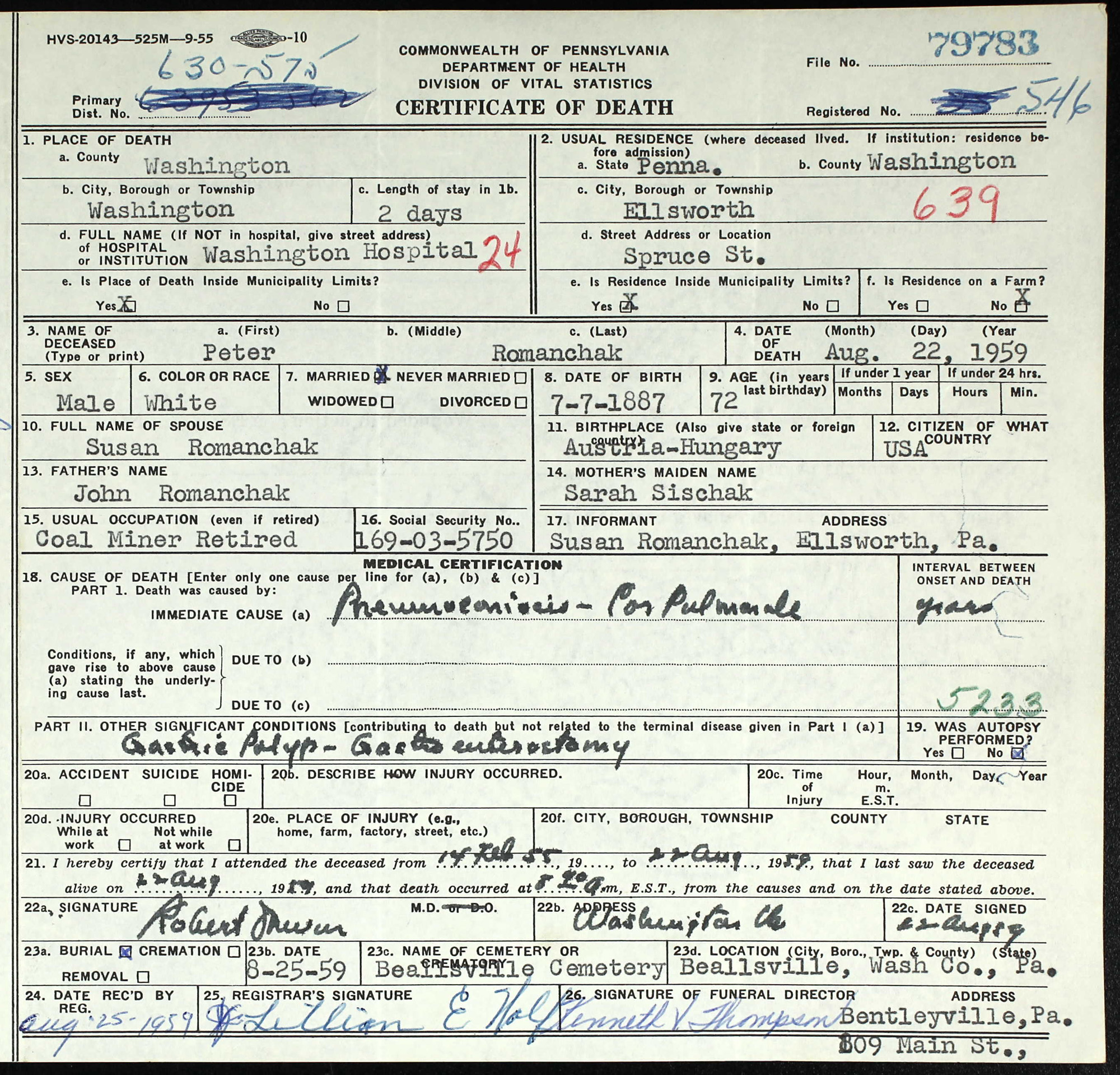 death certificate